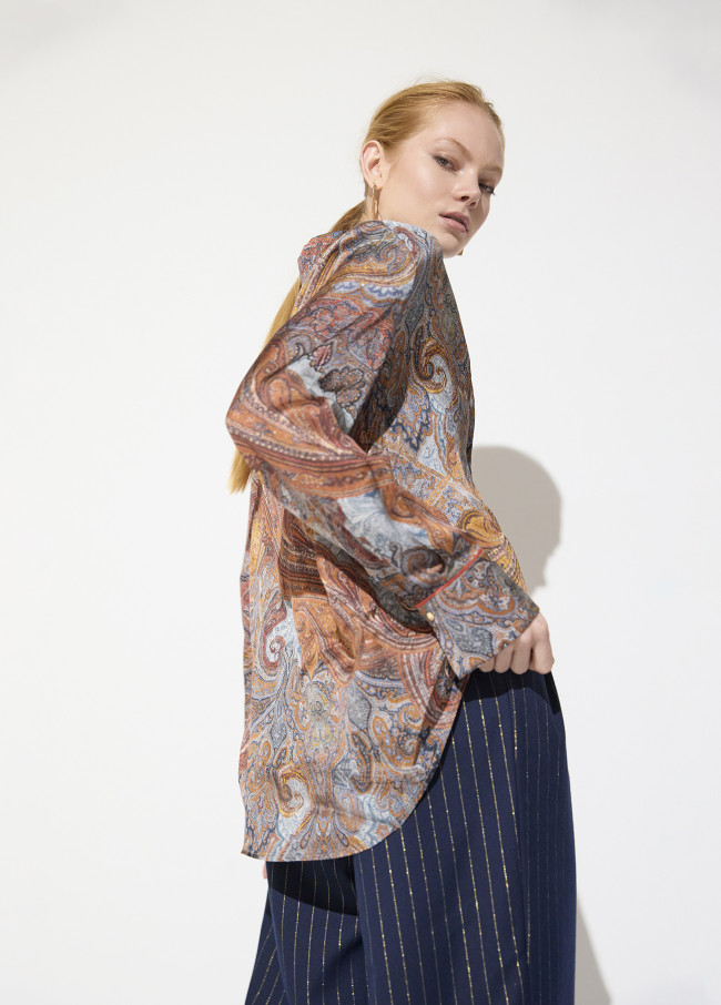 Chemise Regular Imprimée avec Piping Contrasté