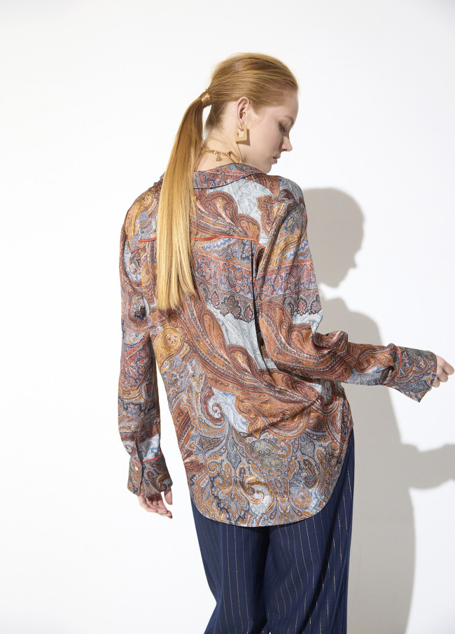 Chemise Regular Imprimée avec Piping Contrasté