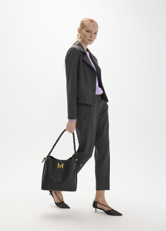 Pantalon effet cuir à strass