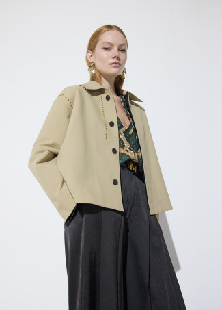 Short Two-Tone Trench with Stud Details