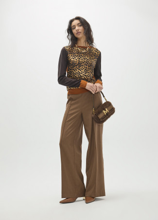 Leopard Print Bimaterial Sweater