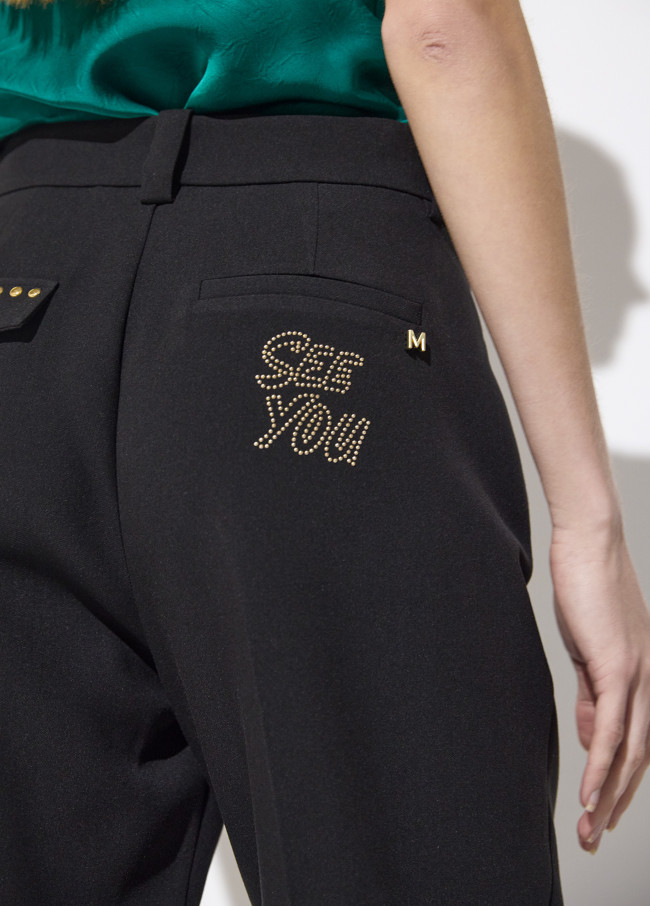 Pantaloni alla Caviglia con Dettagli Borchie...