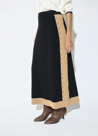 Falda tricot midi laterales contraste