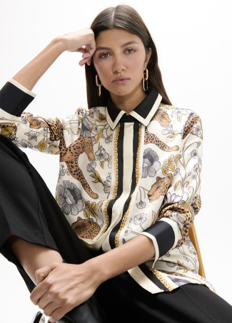 Leopard and Border Print Shirt