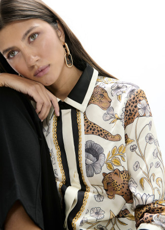 Leopard and Border Print Shirt