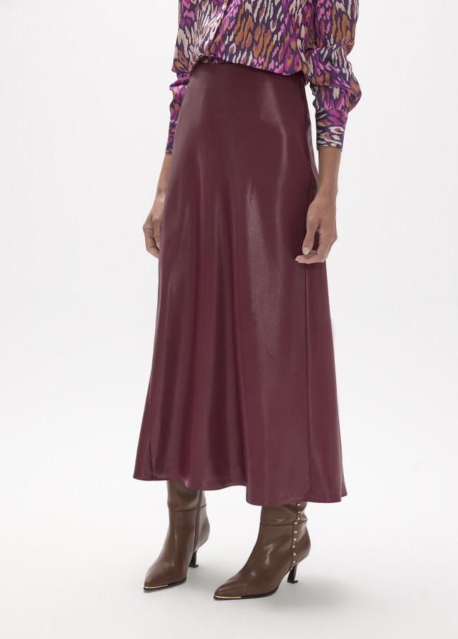 Falda satinada burgundy