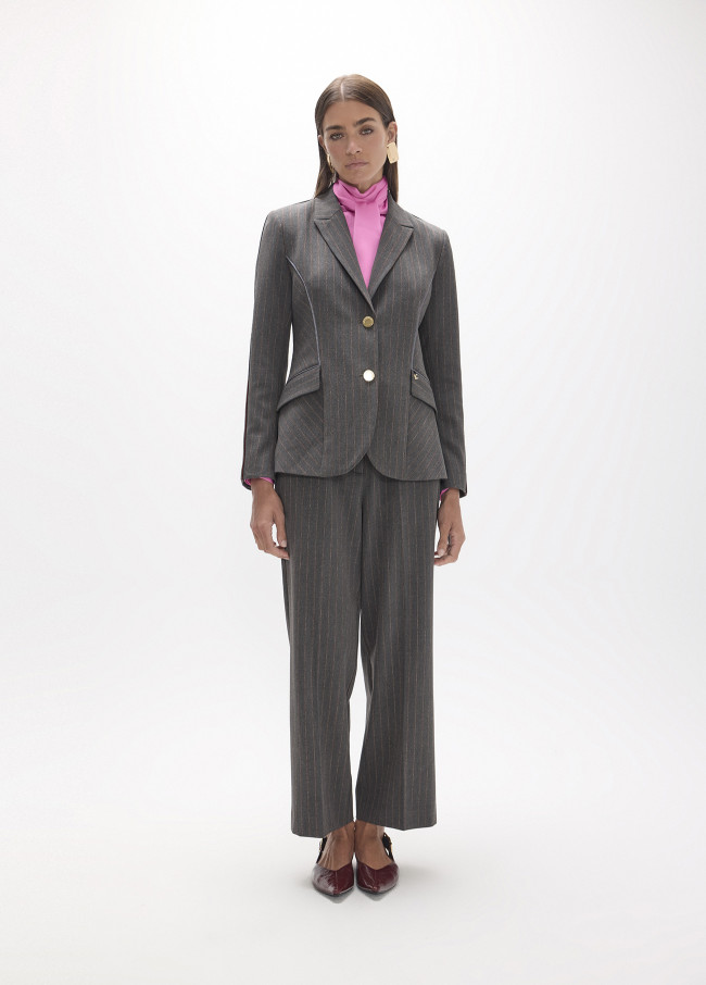 Blazer Dritto a Righe Diplomatiche