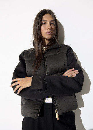 Anorak satén salpicado strass