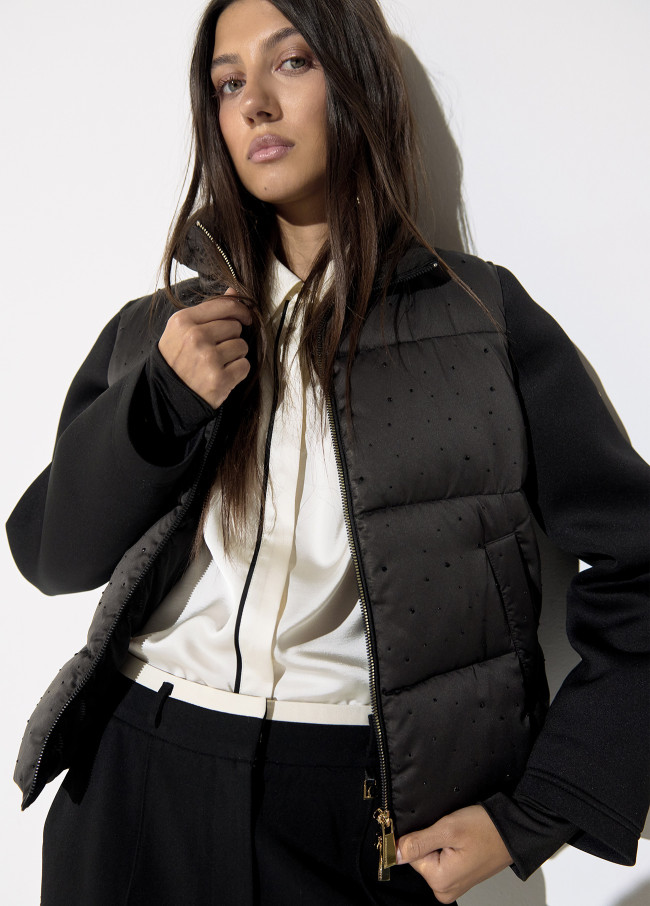 Anoraque de cetim com strass