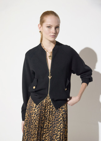 Bomber tricot cremallera leopardo