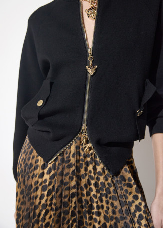 Bomber tricot cremallera leopardo