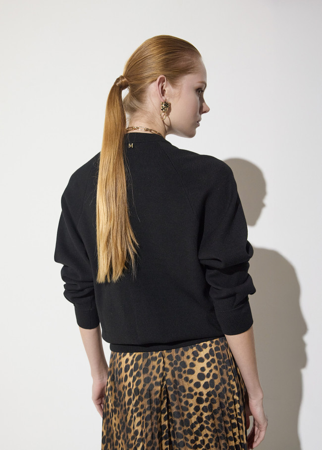 Bomber tricot cremallera leopardo