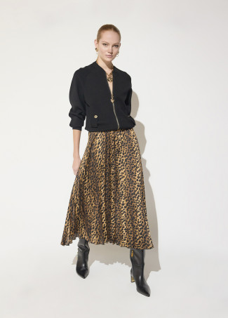 Bomber tricot cremallera leopardo