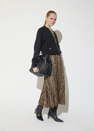 Bomber tricot cremallera leopardo