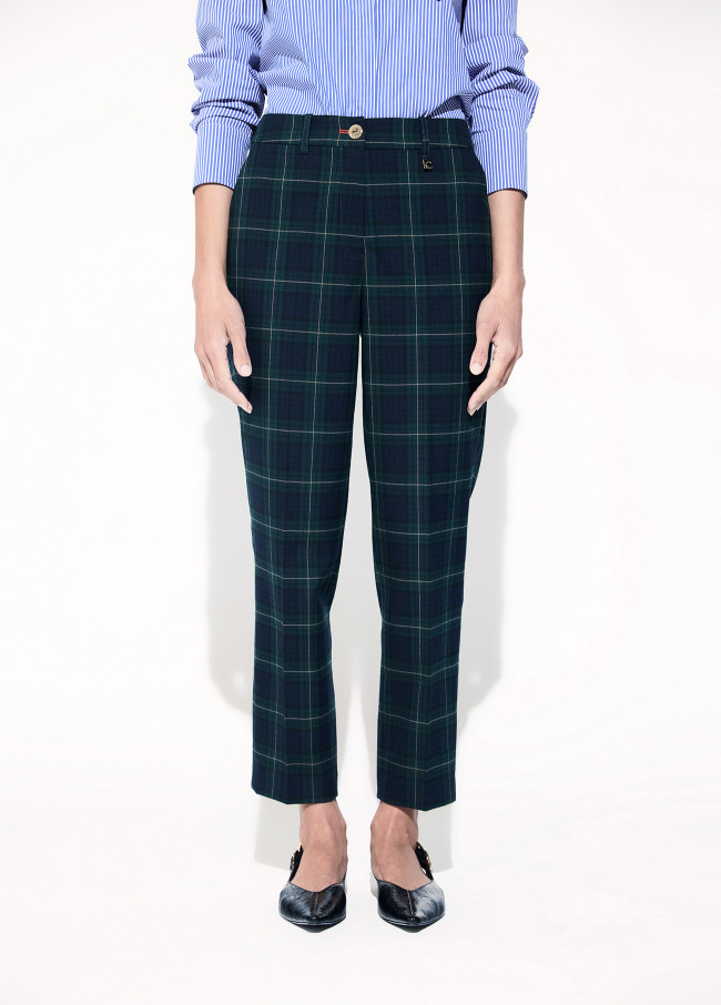 Pantalon ajusté à carreaux écossais