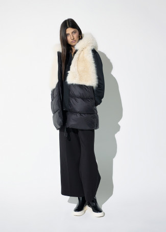 Gilet Bicolore Combinato Nylon/Pelliccia