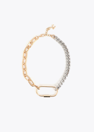 Bi-color Chain Necklace with Front Carabiner