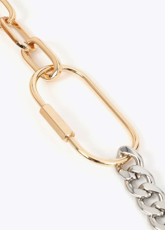 Collier Chaîne Bicolore avec Mousqueton Frontal