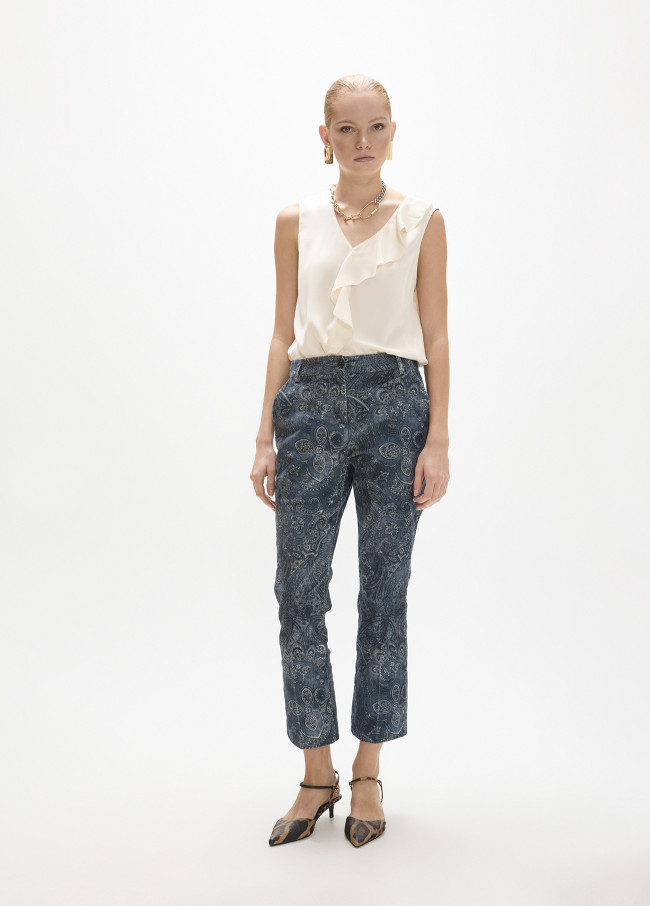 Pantalón micro pana estampado