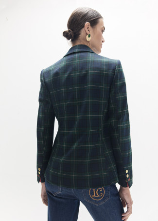 Blazer à carreaux écossais avec écusson