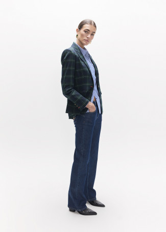 Blazer à carreaux écossais avec écusson