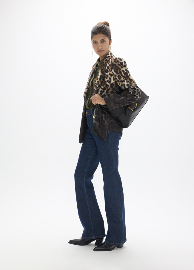 Khaki and Leopard Print Shirt