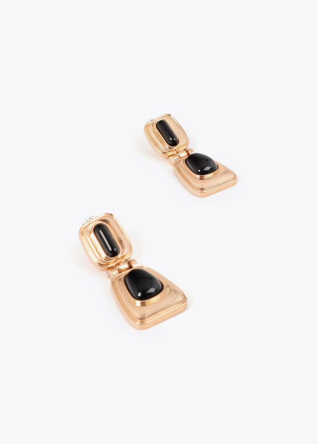 Boucles d'oreilles médaillon acrylique combinées