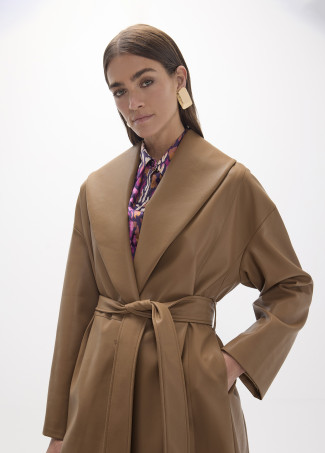 Long Faux Leather Coat