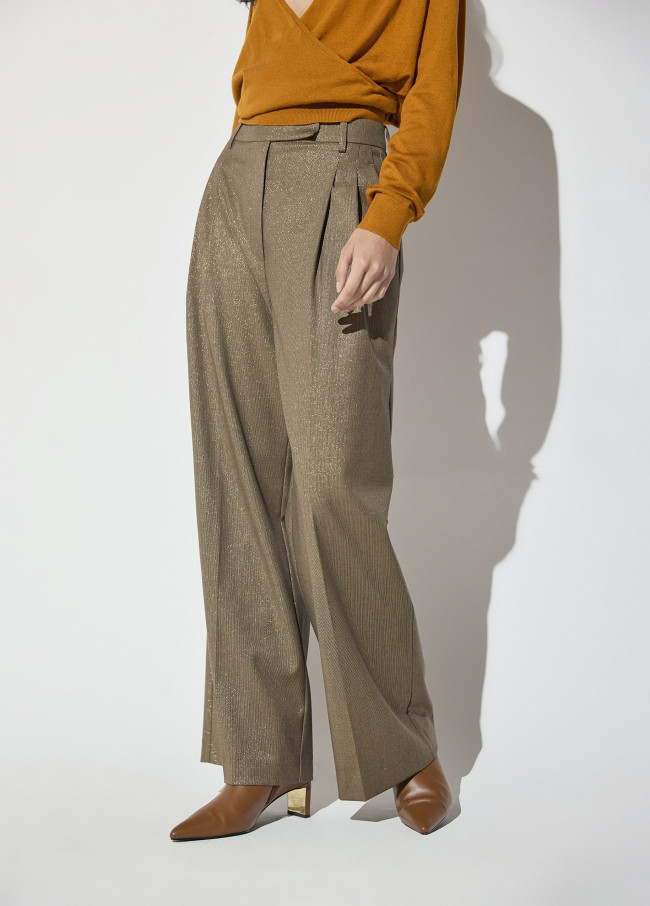 Pantalon à Pinces Pied-de-Poule