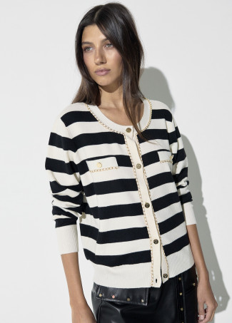 Cardigan a Righe con Catena