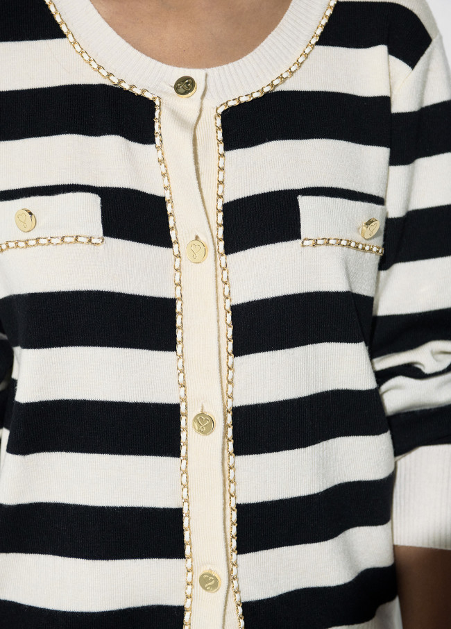 Cardigan a Righe con Catena