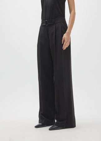 Pleated Trousers with Buckle and Snaps