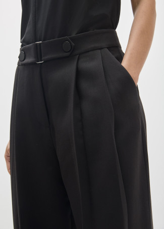 Pleated Trousers with Buckle and Snaps