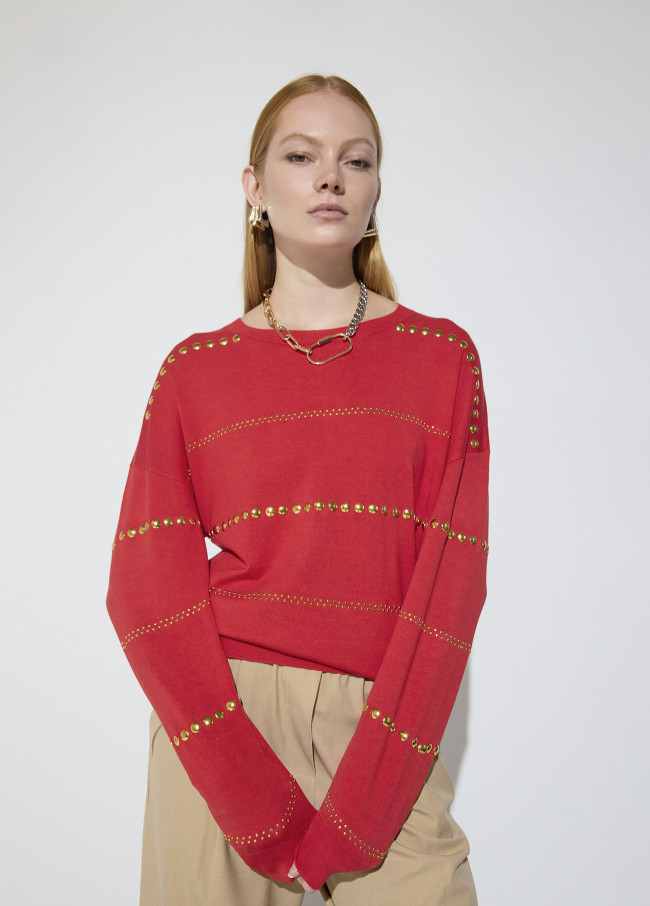 Pull Rayé avec Rivets