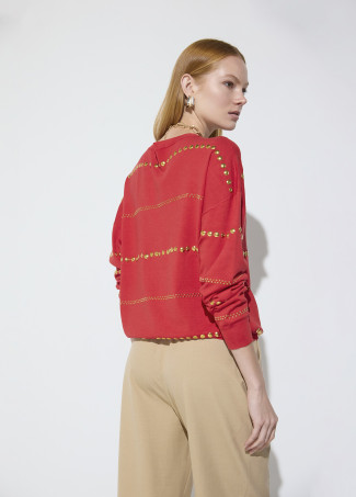 Maglione a Righe con Borchie