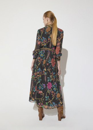 Vestido midi plisado y estampado