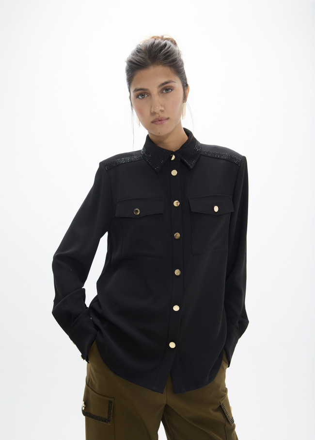 Military Shirt with Strass Detail