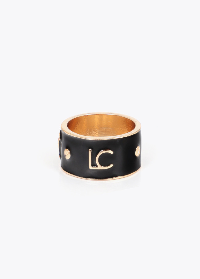 Anillo negro y dorado