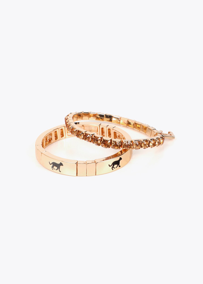 Conjunto de pulseras elásticas doradas