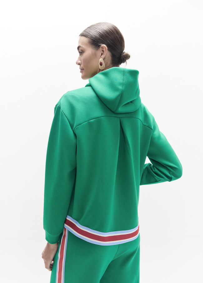 Offenes Sweatshirt mit Dreifarbiger...
