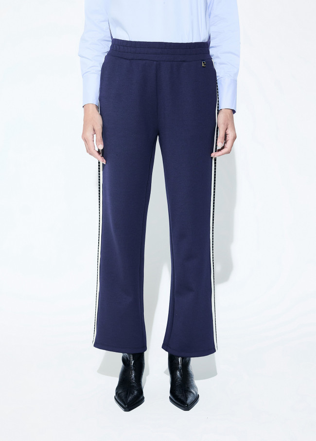 Blaue Joggerhose mit Zweifarbiger...