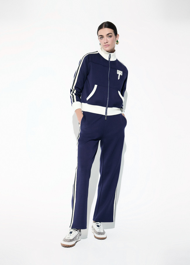 Pantalón jogger con strass azul