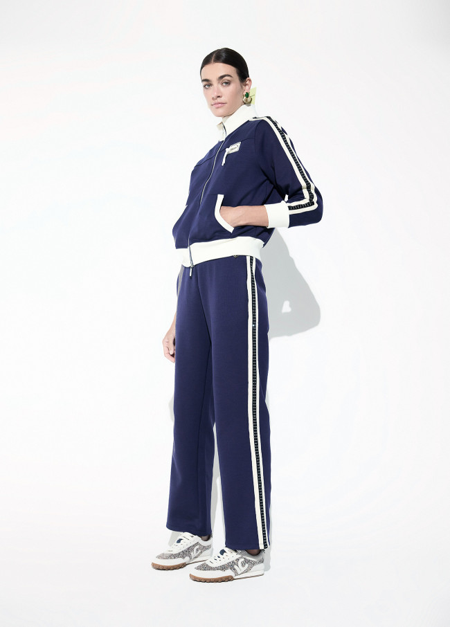 Pantalon Jogger Bleu avec Bande Latérale...