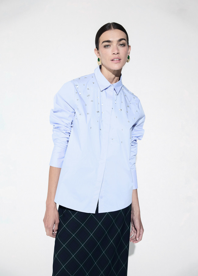 Camicia in Popeline con Perline