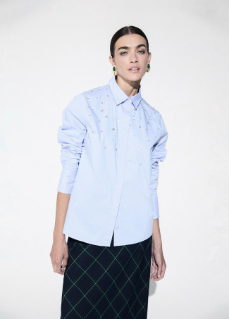 Poplin Shirt with All Over Beading