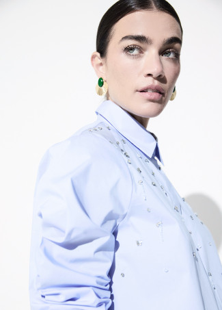 Poplin Shirt with All Over Beading