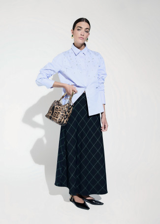 Poplin Shirt with All Over Beading