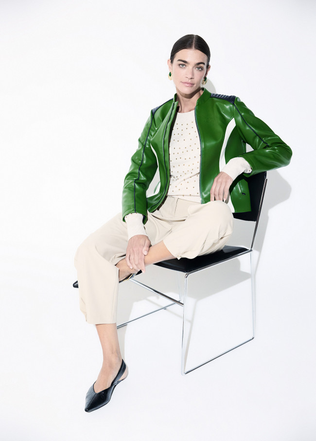 Tricolor Faux Leather Biker Jacket