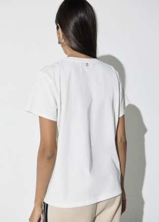 T-shirt blanc avec strass et clous