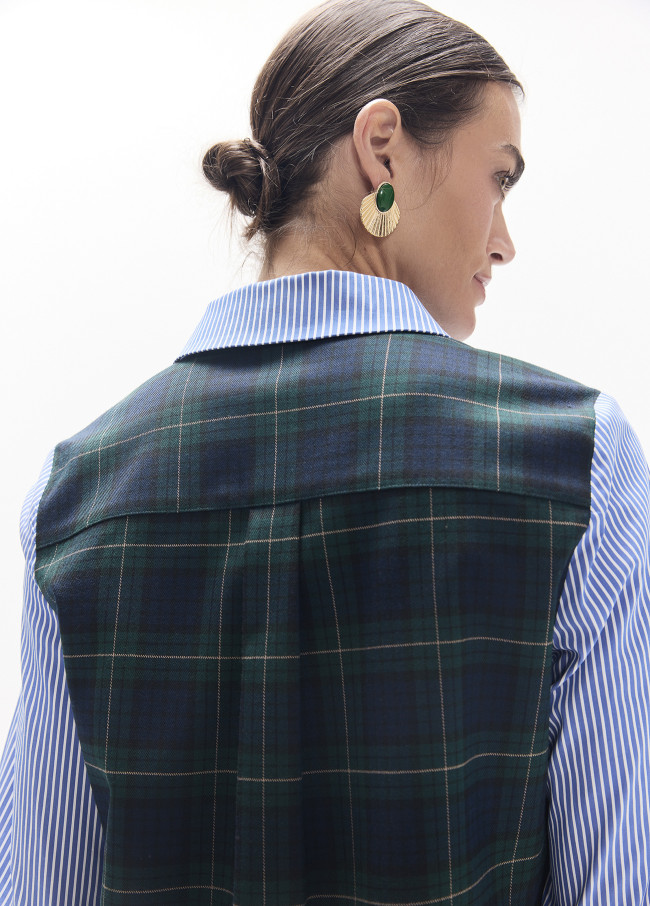 Striped Tartan Combined Shirt
